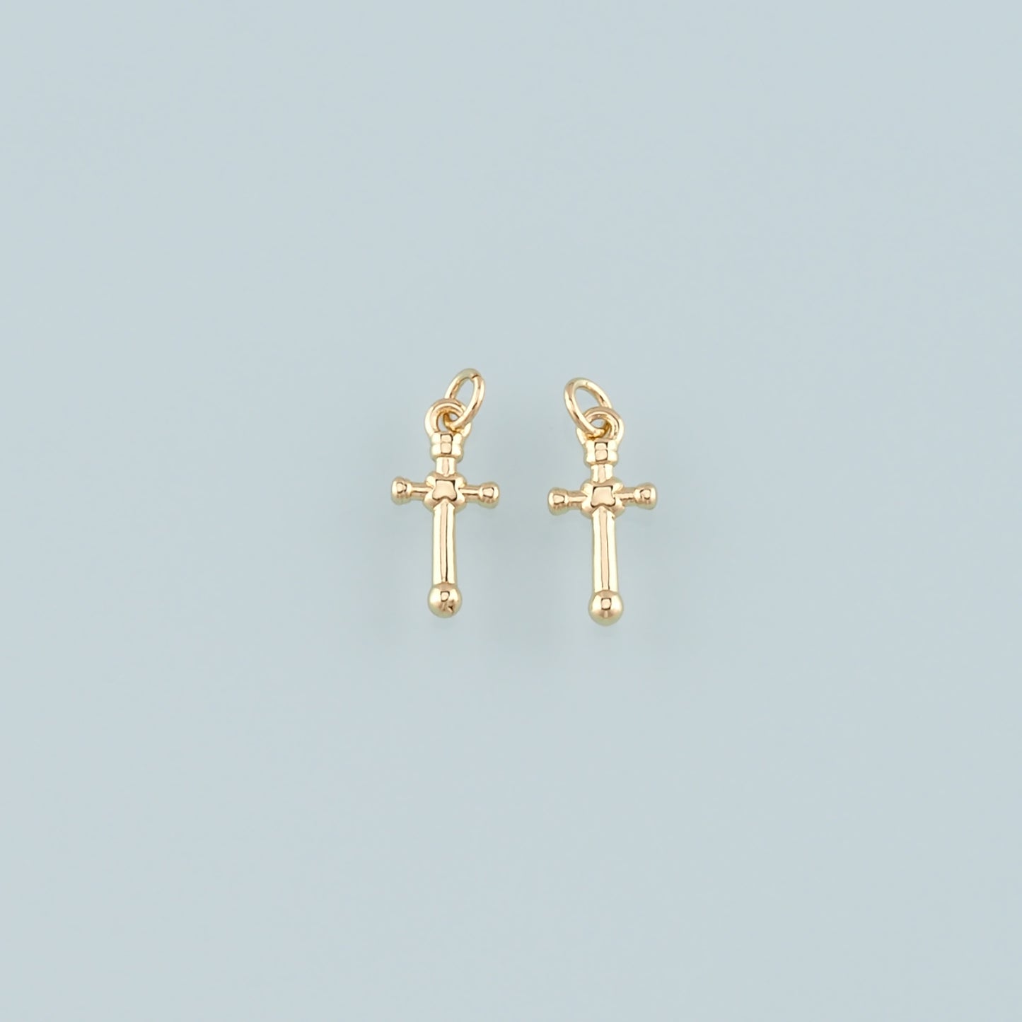 Gold Cross Charms,18K Gold Filled Cross Pendant,Religion Charm Bracelet Necklace for DIY Jewelry Making Supply