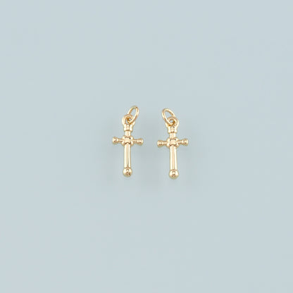 Gold Cross Charms,18K Gold Filled Cross Pendant,Religion Charm Bracelet Necklace for DIY Jewelry Making Supply
