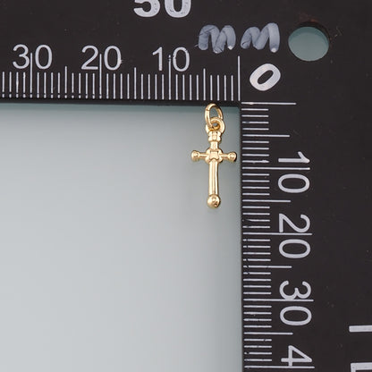 Gold Cross Charms,18K Gold Filled Cross Pendant,Religion Charm Bracelet Necklace for DIY Jewelry Making Supply