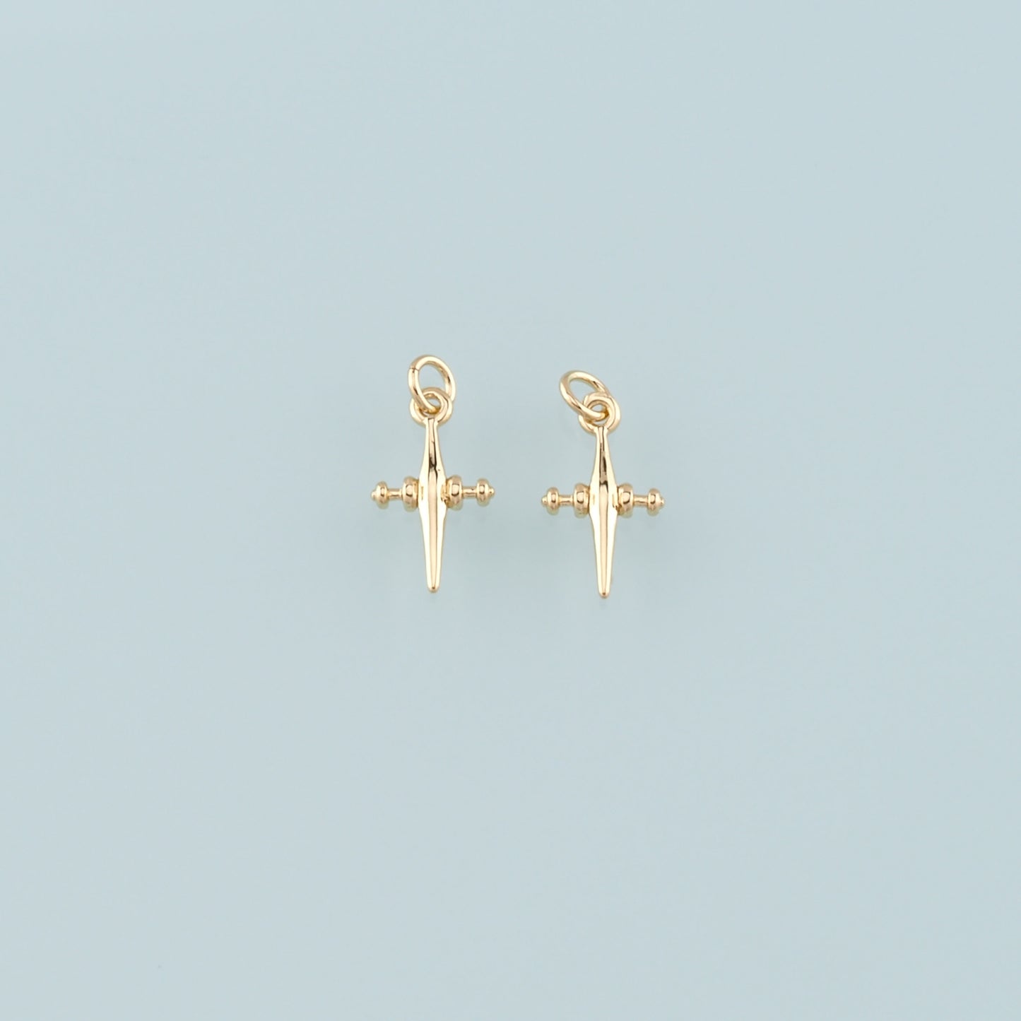 Gold Cross Charms,18K Gold Filled Cross Pendant,Religion Charm Bracelet Necklace for DIY Jewelry Making Supply