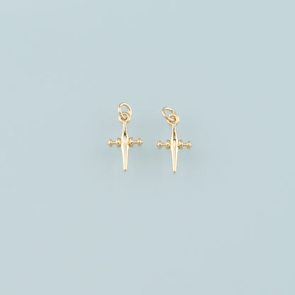 Gold Cross Charms,18K Gold Filled Cross Pendant,Religion Charm Bracelet Necklace for DIY Jewelry Making Supply