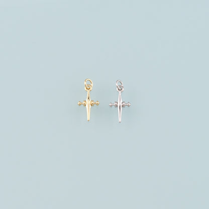 Gold Cross Charms,18K Gold Filled Cross Pendant,Religion Charm Bracelet Necklace for DIY Jewelry Making Supply