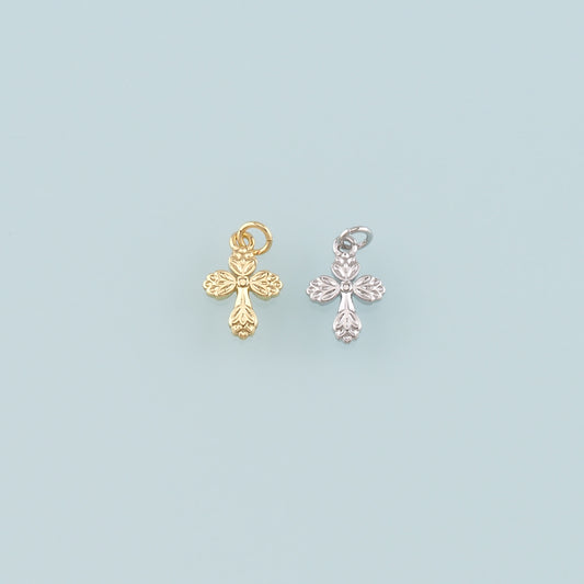 Gold Cross Charms,18K Gold Filled Cross Pendant,Religion Charm Bracelet Necklace for DIY Jewelry Making Supply