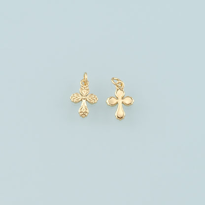 Gold Cross Charms,18K Gold Filled Cross Pendant,Religion Charm Bracelet Necklace for DIY Jewelry Making Supply