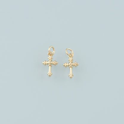 Gold Cross Charms,18K Gold Filled Cross Pendant,Religion Charm Bracelet Necklace for DIY Jewelry Making Supply