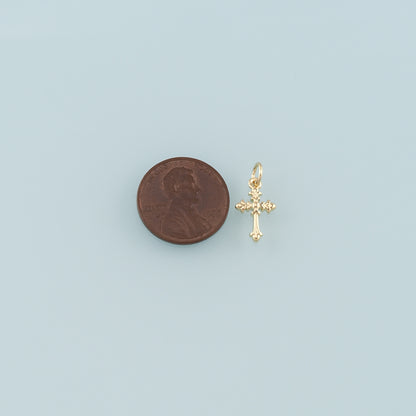 Gold Cross Charms,18K Gold Filled Cross Pendant,Religion Charm Bracelet Necklace for DIY Jewelry Making Supply
