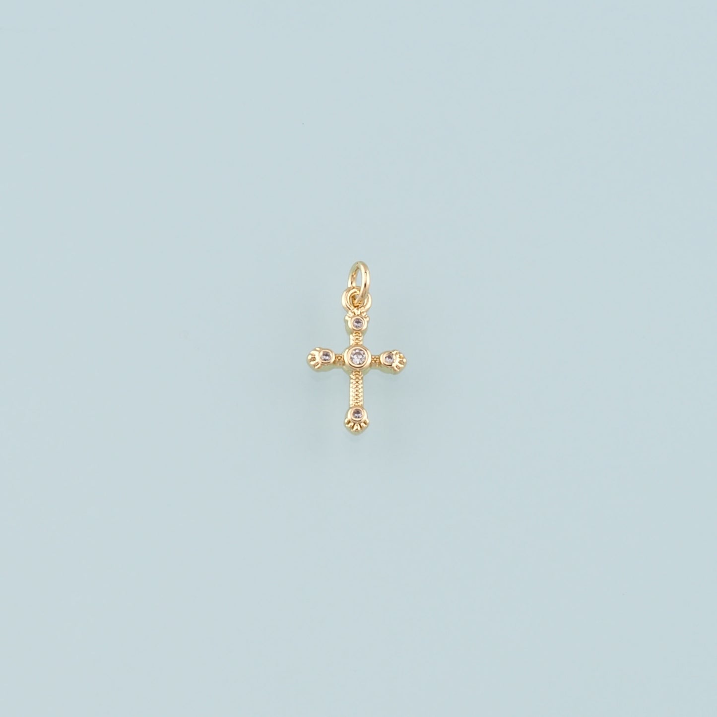 Gold Cross Charms,18K Gold Filled Cross Pendant,CZ Micro Pave Religion Charm Bracelet Necklace for DIY Jewelry Making Supply