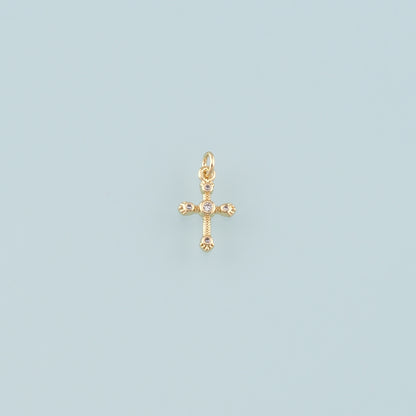 Gold Cross Charms,18K Gold Filled Cross Pendant,CZ Micro Pave Religion Charm Bracelet Necklace for DIY Jewelry Making Supply