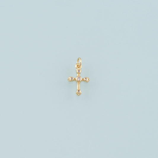 Gold Cross Charms,18K Gold Filled Cross Pendant,CZ Micro Pave Religion Charm Bracelet Necklace for DIY Jewelry Making Supply