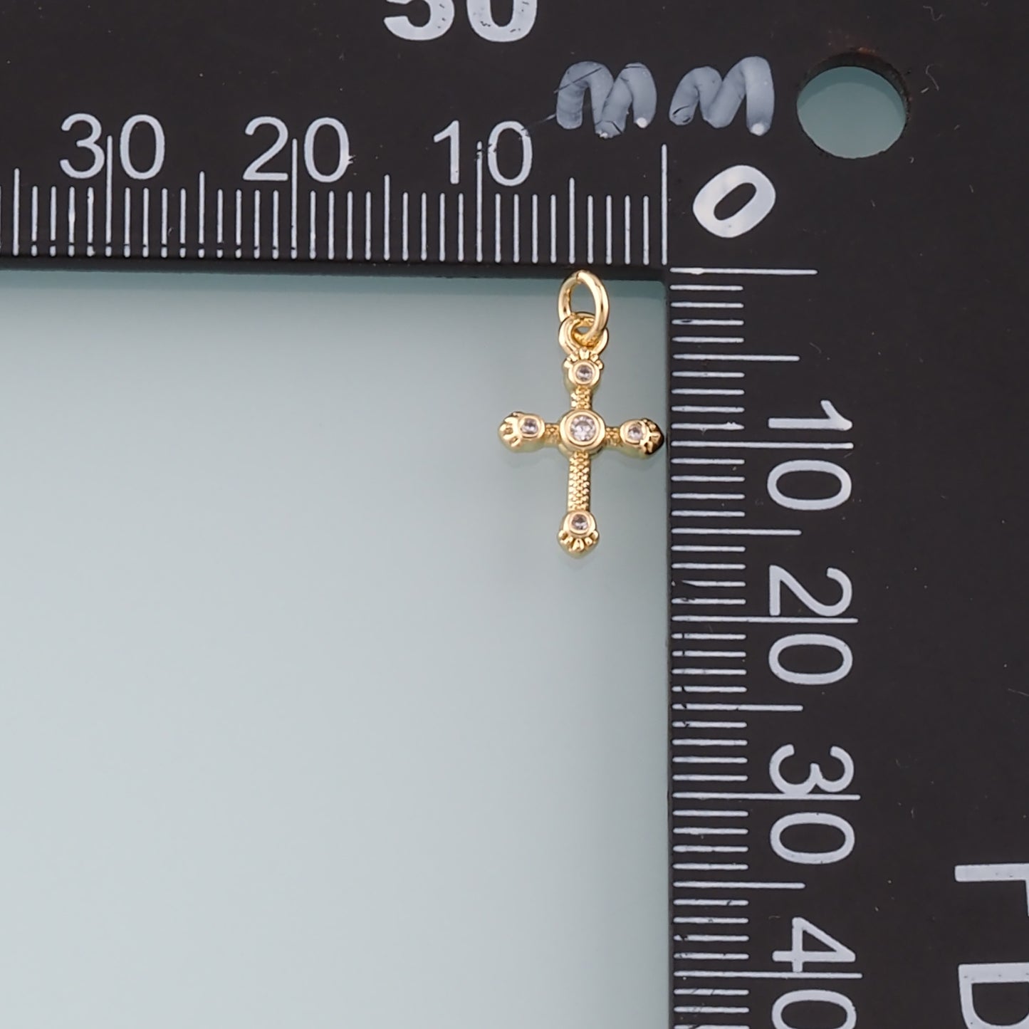 Gold Cross Charms,18K Gold Filled Cross Pendant,CZ Micro Pave Religion Charm Bracelet Necklace for DIY Jewelry Making Supply