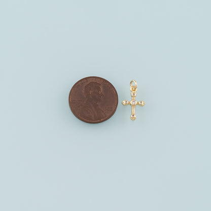 Gold Cross Charms,18K Gold Filled Cross Pendant,CZ Micro Pave Religion Charm Bracelet Necklace for DIY Jewelry Making Supply