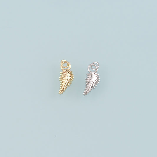18K Gold Filled Feather Pendant,Dainty Feather Charm Bracelet Necklace for DIY Jewelry Making Supply