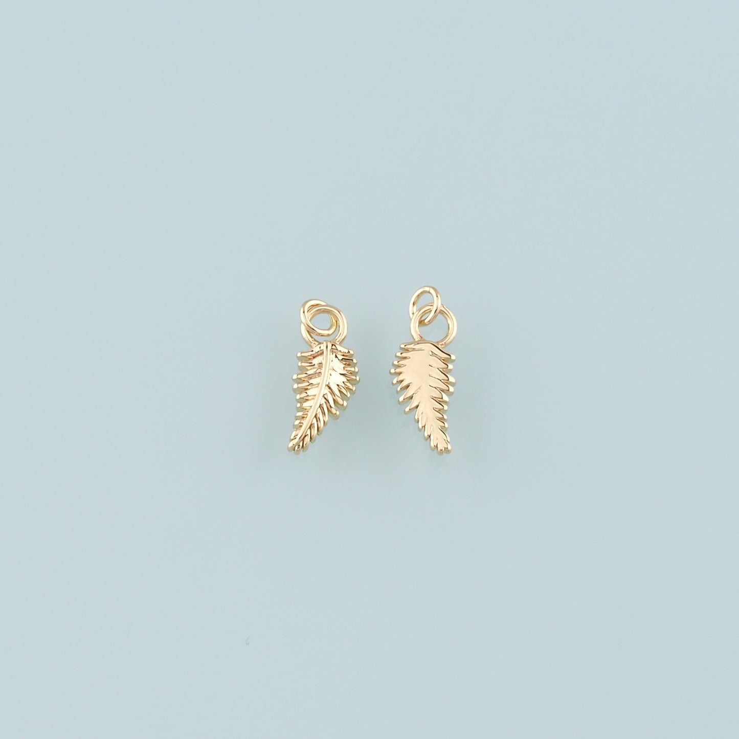 18K Gold Filled Feather Pendant,Dainty Feather Charm Bracelet Necklace for DIY Jewelry Making Supply