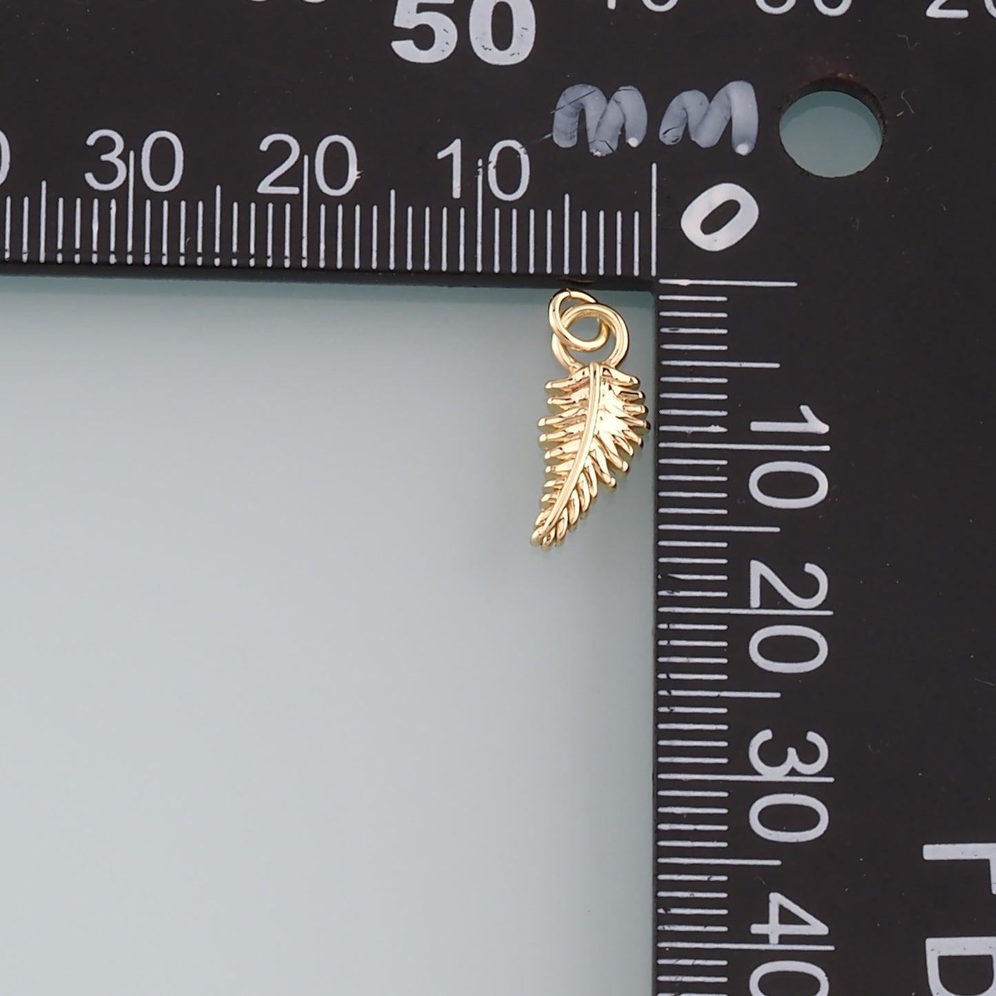 18K Gold Filled Feather Pendant,Dainty Feather Charm Bracelet Necklace for DIY Jewelry Making Supply