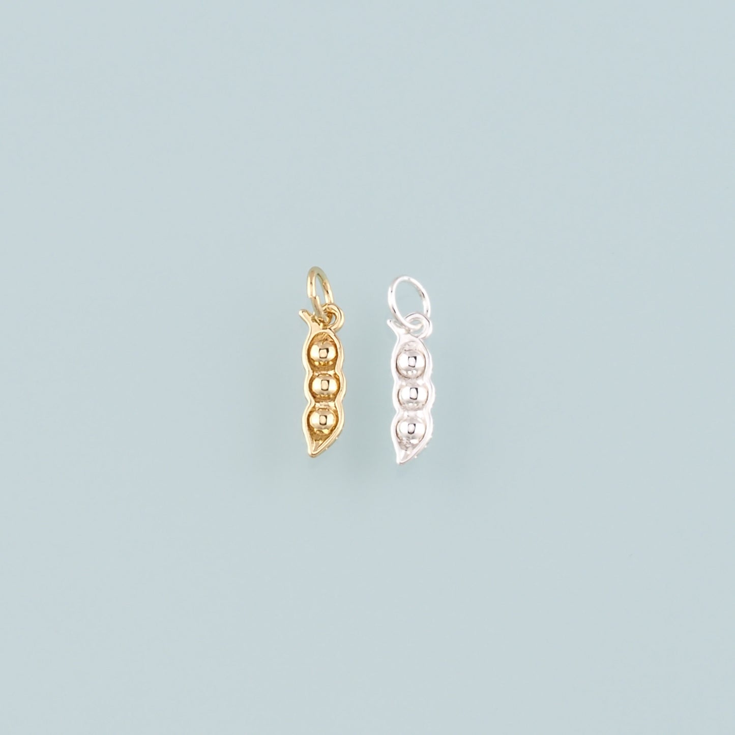 Gold Vegetable Charms,18K Gold Filled Pea Pendant,Pea Pods Charm Bracelet Necklace for DIY Jewelry Making Supply