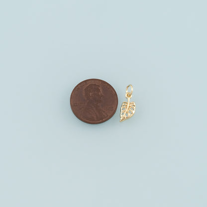 Gold Leaves Charm,18K Gold Filled Leaf Pendant,Leaf Charm Bracelet Necklace for DIY Jewelry Making Supply