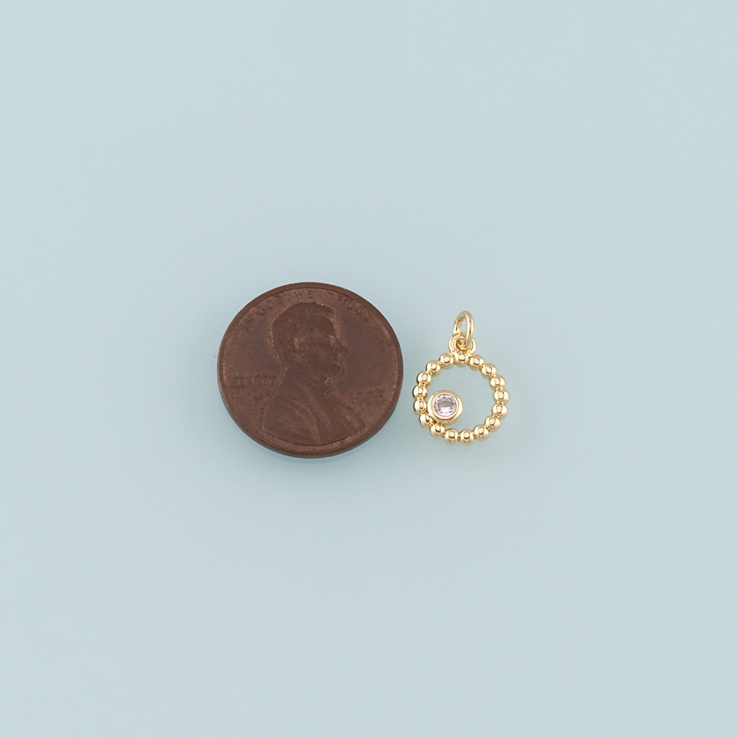 Gold Round Charms,18K Gold Filled Round Pendant,CZ Micro Pave Round Charm Bracelet Necklace for DIY Jewelry Making Supply