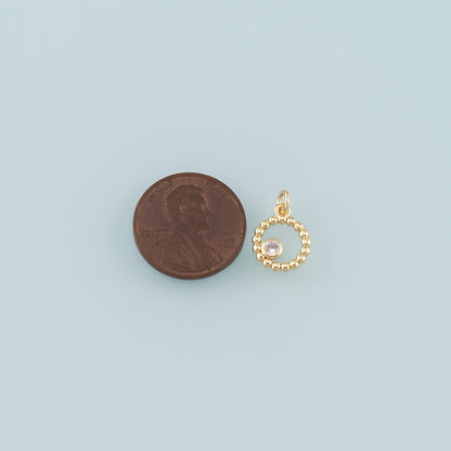 Gold Round Charms,18K Gold Filled Round Pendant,CZ Micro Pave Round Charm Bracelet Necklace for DIY Jewelry Making Supply