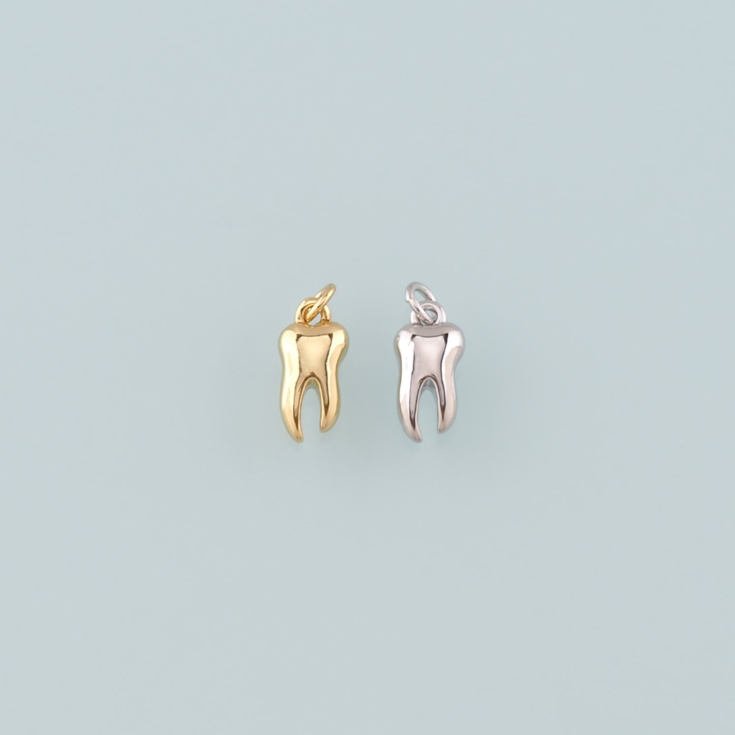 18K Gold Filled Teeth Pendant,Dainty Teeth Charm Bracelet Necklace for DIY Jewelry Making Supply