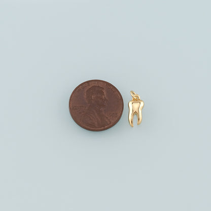 18K Gold Filled Teeth Pendant,Dainty Teeth Charm Bracelet Necklace for DIY Jewelry Making Supply