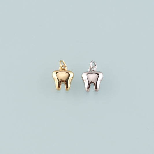 18K Gold Filled Teeth Pendant,Dainty Teeth Charm Bracelet Necklace for DIY Jewelry Making Supply
