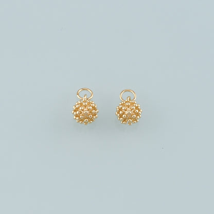 Gold Ball Charms,18K Gold Filled Round Ball Pendant,Round Charm Bracelet Necklace for DIY Jewelry Making Supply