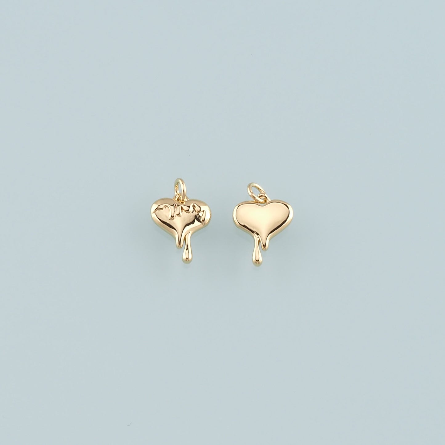 Gold Heart Charms,18K Gold Filled Heart Pendant,Dainty Heart Charm Bracelet Necklace for DIY Jewelry Making Supply