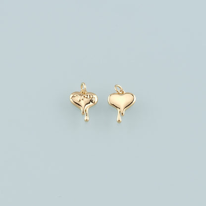 Gold Heart Charms,18K Gold Filled Heart Pendant,Dainty Heart Charm Bracelet Necklace for DIY Jewelry Making Supply