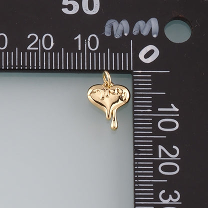 Gold Heart Charms,18K Gold Filled Heart Pendant,Dainty Heart Charm Bracelet Necklace for DIY Jewelry Making Supply