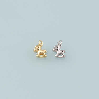 18K Gold Filled Trojan Horse Pendant,Dainty Trojan Horse Charm Bracelet Necklace for DIY Jewelry Making Supply