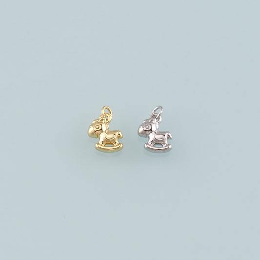 18K Gold Filled Trojan Horse Pendant,Dainty Trojan Horse Charm Bracelet Necklace for DIY Jewelry Making Supply