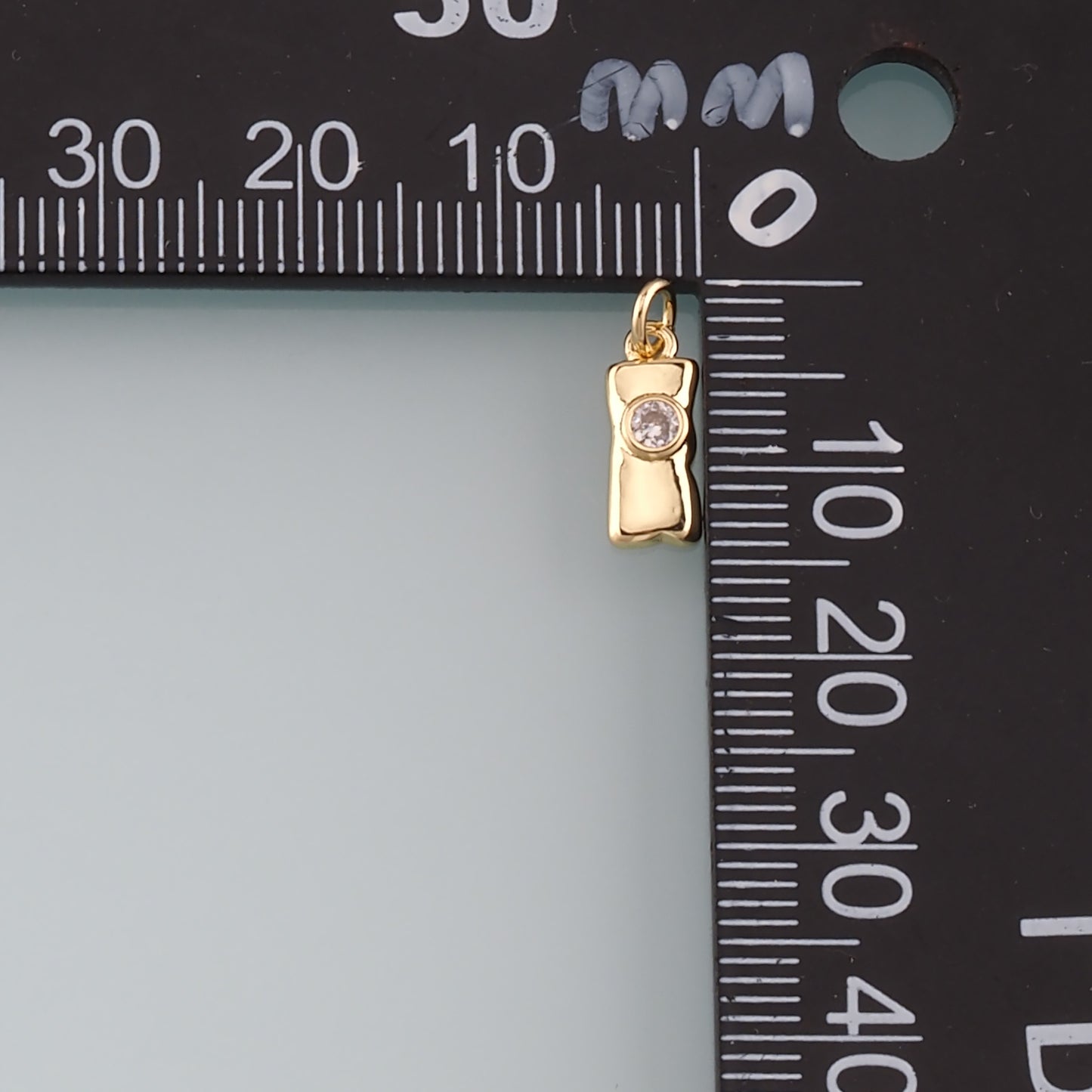 18K Gold Filled Rectangle Pendant,CZ Micro Pave Rectangle Charm Bracelet Necklace for DIY Jewelry Making Supply