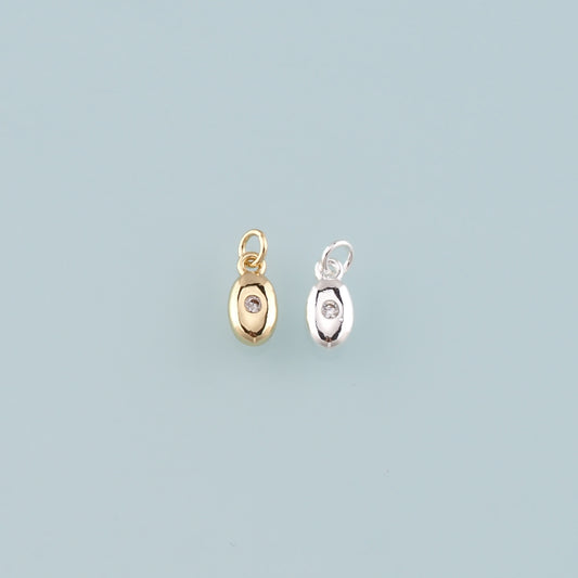 Gold Oval Charm,18K Gold Filled Oval Pendant,CZ Micro Pave Oval Charm Bracelet Necklace for DIY Jewelry Making Supply