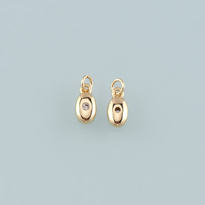 Gold Oval Charm,18K Gold Filled Oval Pendant,CZ Micro Pave Oval Charm Bracelet Necklace for DIY Jewelry Making Supply