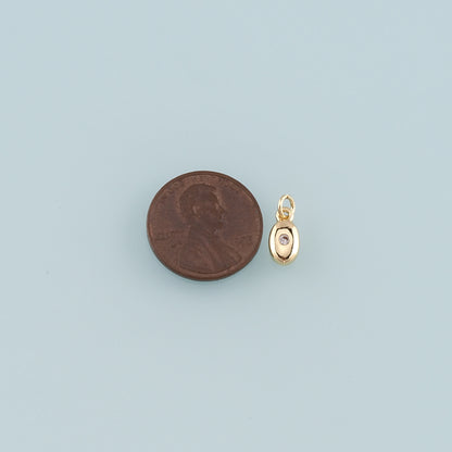 Gold Oval Charm,18K Gold Filled Oval Pendant,CZ Micro Pave Oval Charm Bracelet Necklace for DIY Jewelry Making Supply