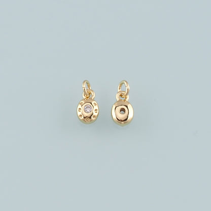 Gold Oval Charm,18K Gold Filled Oval Pendant,CZ Micro Pave Oval Charm Bracelet Necklace for DIY Jewelry Making Supply