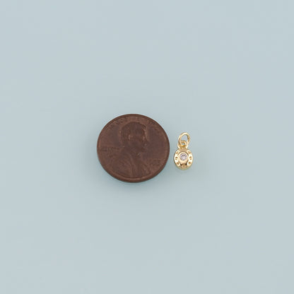 Gold Oval Charm,18K Gold Filled Oval Pendant,CZ Micro Pave Oval Charm Bracelet Necklace for DIY Jewelry Making Supply
