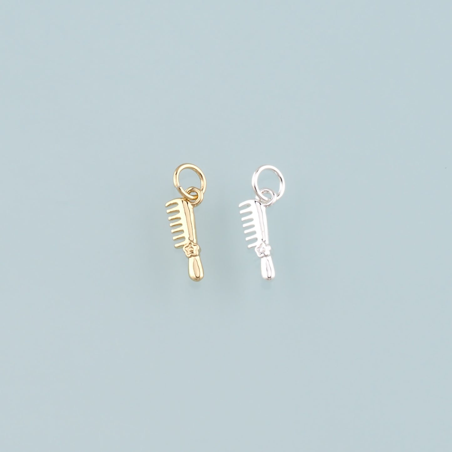 18K Gold Filled Comb Pendant,Dainty Hairstylist Comb Charm Bracelet Necklace for DIY Jewelry Making Supply