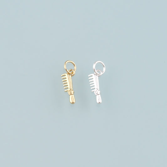 18K Gold Filled Comb Pendant,Dainty Hairstylist Comb Charm Bracelet Necklace for DIY Jewelry Making Supply