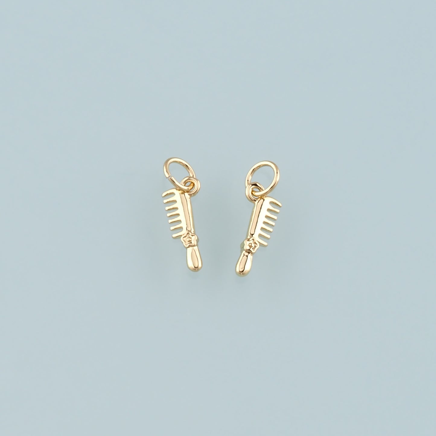 18K Gold Filled Comb Pendant,Dainty Hairstylist Comb Charm Bracelet Necklace for DIY Jewelry Making Supply