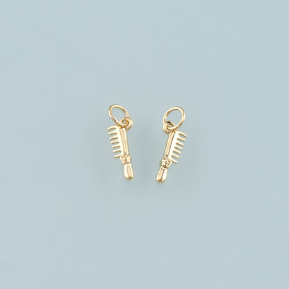 18K Gold Filled Comb Pendant,Dainty Hairstylist Comb Charm Bracelet Necklace for DIY Jewelry Making Supply