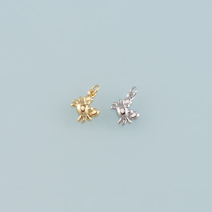 Gold Marine Life Charms,18K Gold Filled Crab Pendant,Crab Charms Bracelet Necklace for DIY Jewelry Making Supply