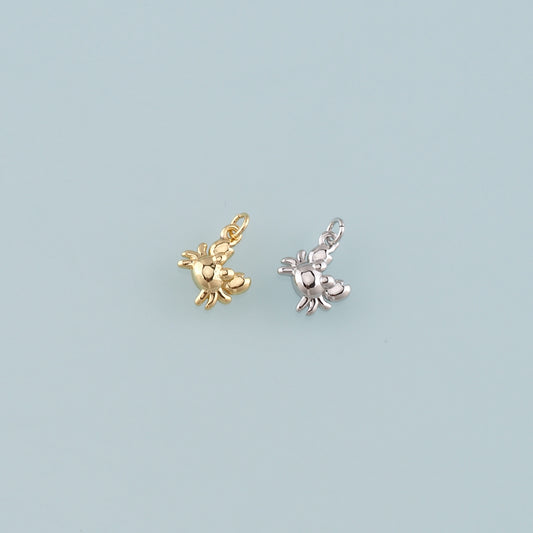 Gold Marine Life Charms,18K Gold Filled Crab Pendant,Crab Charms Bracelet Necklace for DIY Jewelry Making Supply
