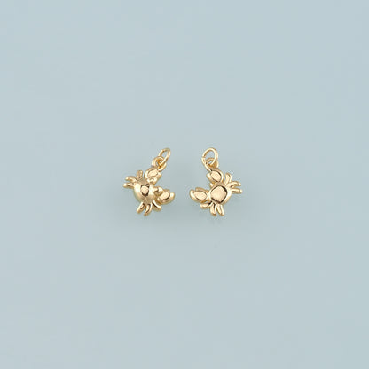 Gold Marine Life Charms,18K Gold Filled Crab Pendant,Crab Charms Bracelet Necklace for DIY Jewelry Making Supply