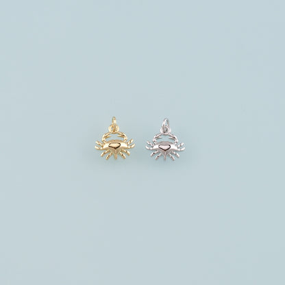Gold Marine Life Charms,18K Gold Filled Crab Pendant,Crab Charms Bracelet Necklace for DIY Jewelry Making Supply