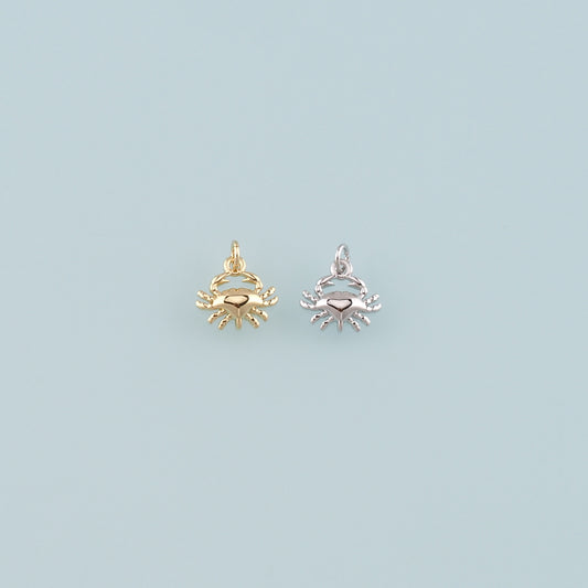 Gold Marine Life Charms,18K Gold Filled Crab Pendant,Crab Charms Bracelet Necklace for DIY Jewelry Making Supply