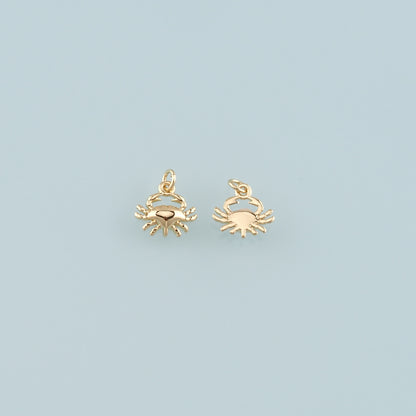 Gold Marine Life Charms,18K Gold Filled Crab Pendant,Crab Charms Bracelet Necklace for DIY Jewelry Making Supply