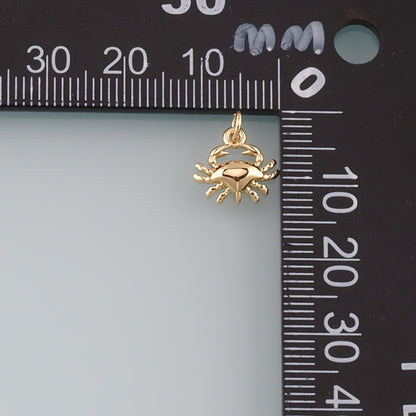 Gold Marine Life Charms,18K Gold Filled Crab Pendant,Crab Charms Bracelet Necklace for DIY Jewelry Making Supply