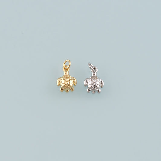 Gold Ocean Charms,18K Gold Filled Turtle Pendant,Turtle Charm Bracelet Necklace for DIY Jewelry Making Supply
