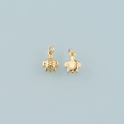 Gold Ocean Charms,18K Gold Filled Turtle Pendant,Turtle Charm Bracelet Necklace for DIY Jewelry Making Supply
